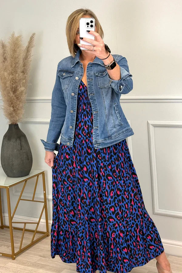 Leopard Shirred Waist Dress