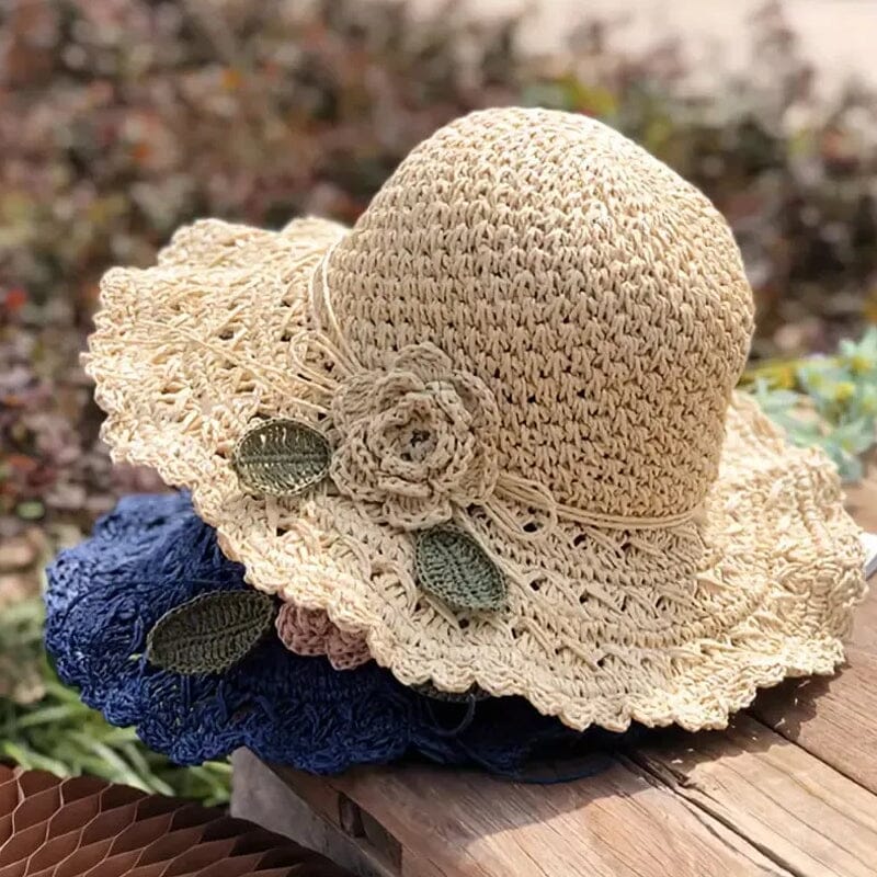 đBuy 1 Get 1 Free-2PcsđžElegant Crochet Straw Hat with Ruffle Detail