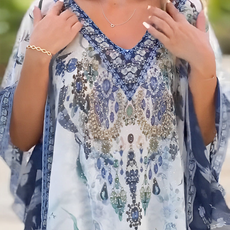 Women's Loose V-Neck Asymmetrical Dress
