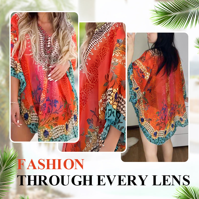 Women's Loose V-Neck Asymmetrical Dress