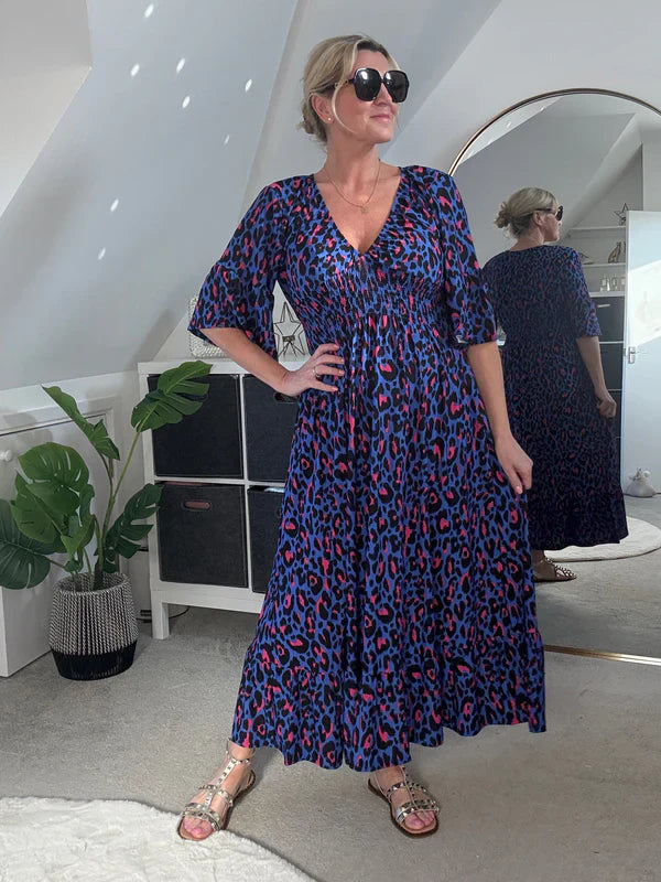 Leopard Shirred Waist Dress