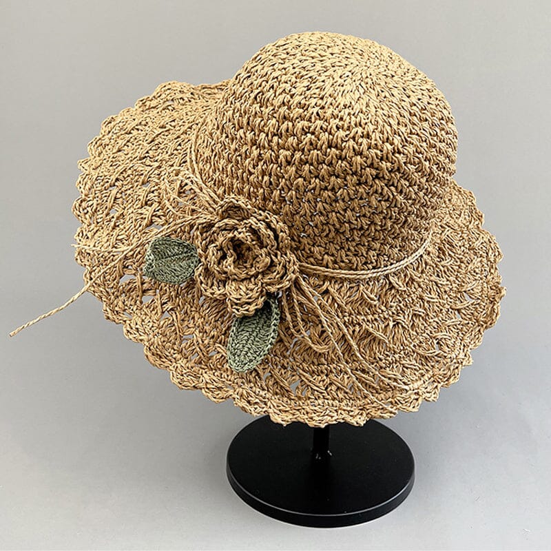 đBuy 1 Get 1 Free-2PcsđžElegant Crochet Straw Hat with Ruffle Detail