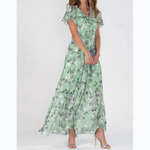 Limited Time Special!⏰Short Sleeve Long Dress with Floral Print