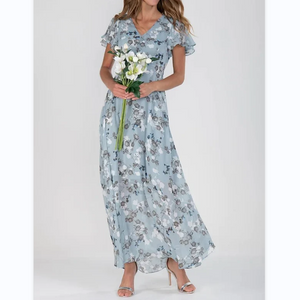 Limited Time Special!⏰Short Sleeve Long Dress with Floral Print