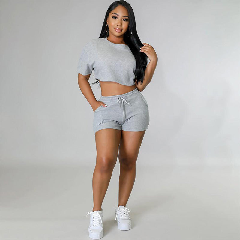 🌈Buy 2 get 10% off & Free Shipping🌸Women's 2 Piece Outfits, Round Neck Top & Drawstring Shorts