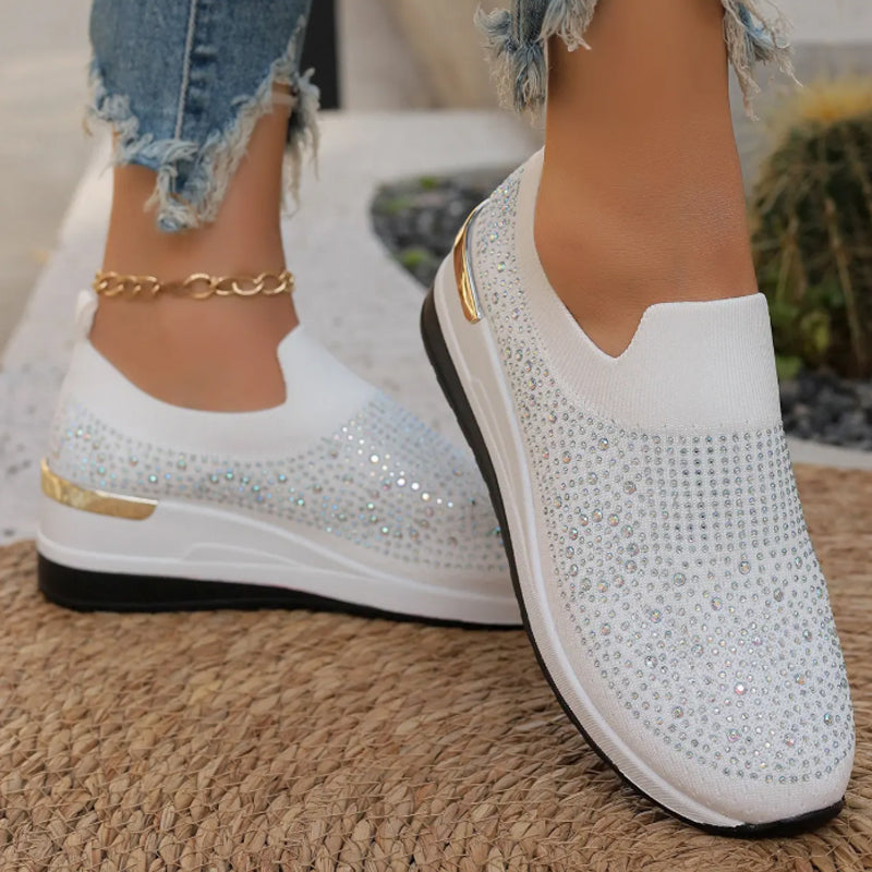 Rhinestone Slip-on Casual Mesh Fabric Sneakers For Women