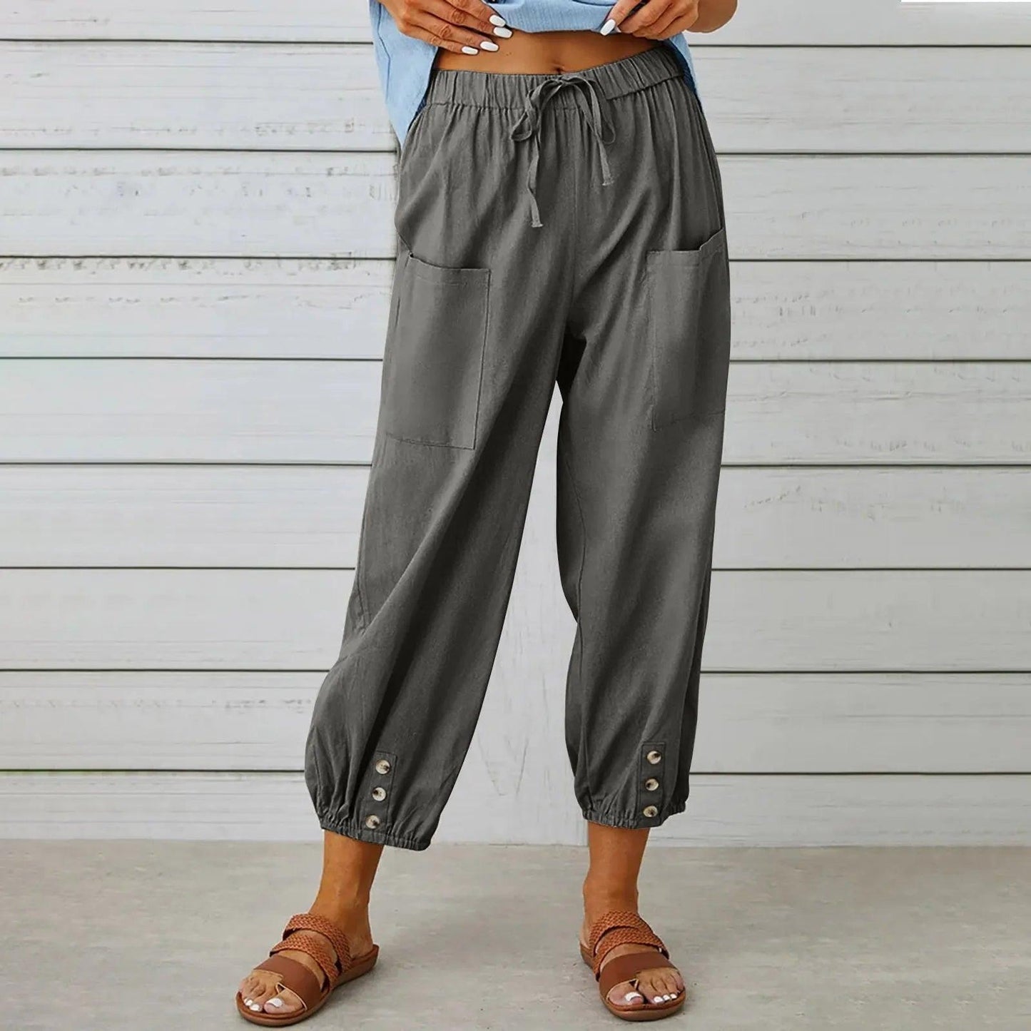 🔥Big Sale 50% OFF🔥Women's Capri Pants Wide Leg Drawstring👖