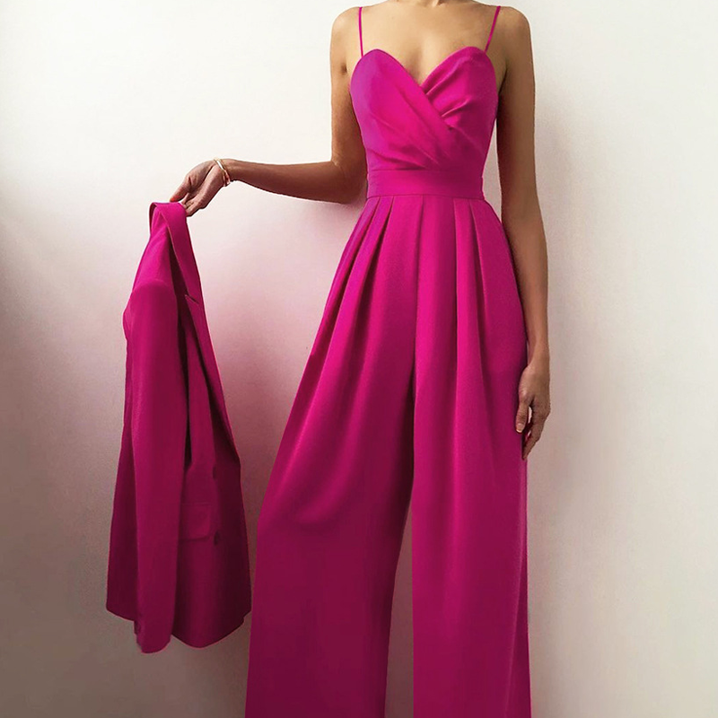 🔥2025 New Arrival🔥Women's Solid Color Camisole Waist-slimming Straight Jumpsuit