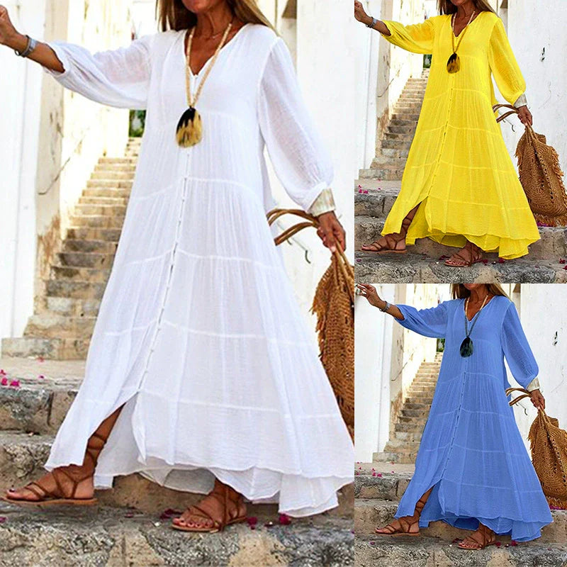 Women’s Loose V- Neck Maxi Dress