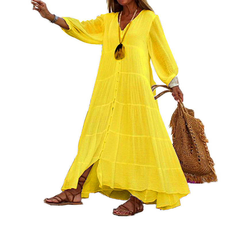 Women’s Loose V- Neck Maxi Dress