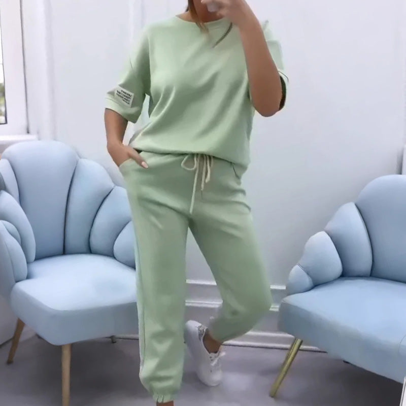 ⏳Time-limited Special⏰Women's Casual Solid Color Top & Pants Set