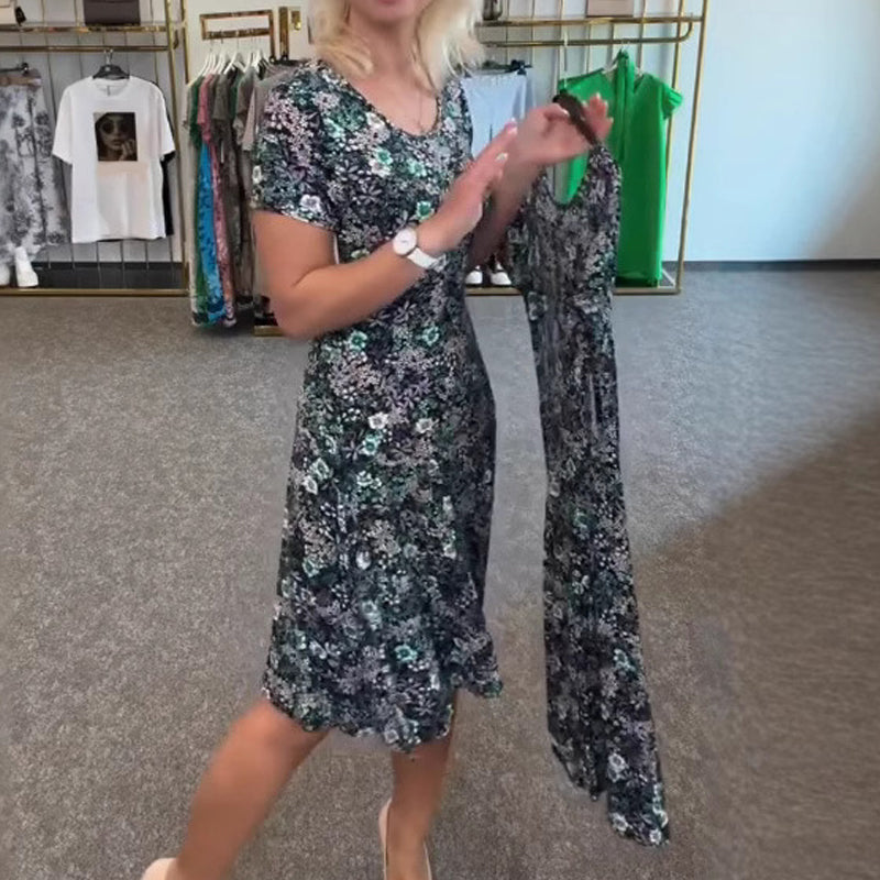 💐2025 New Arrival 50%OFF💖Women's Casual Scoop Neck Floral-Print Dress