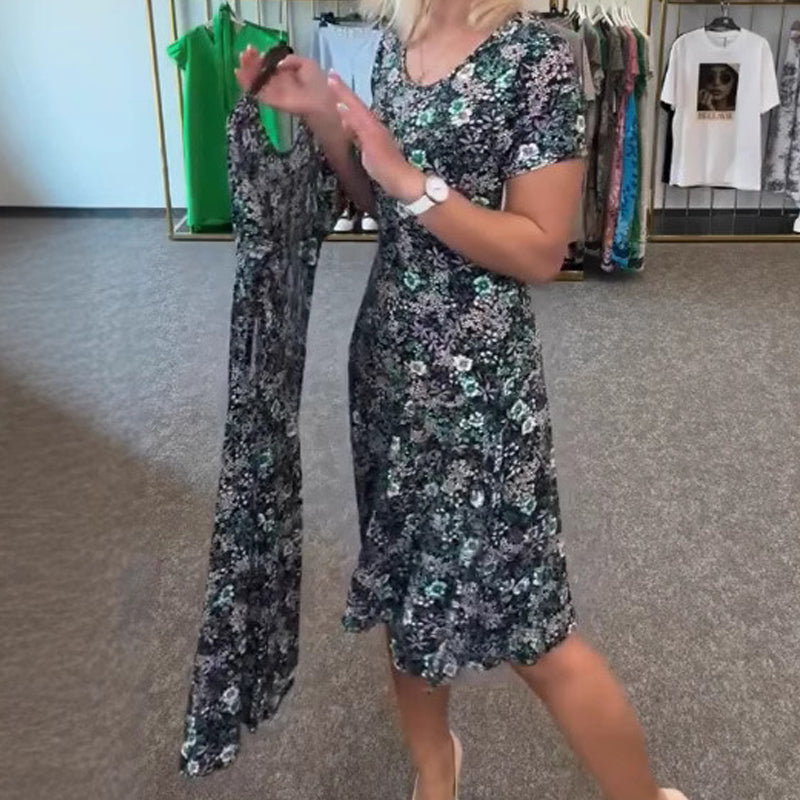 💐2025 New Arrival 50%OFF💖Women's Casual Scoop Neck Floral-Print Dress