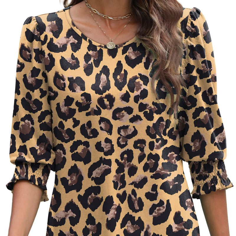 🌞Summer Sale 50% OFF🔥Blouses for Women Dressy Casual 3/4 Length Sleeve Women’s Tops with Smocked Cuffs