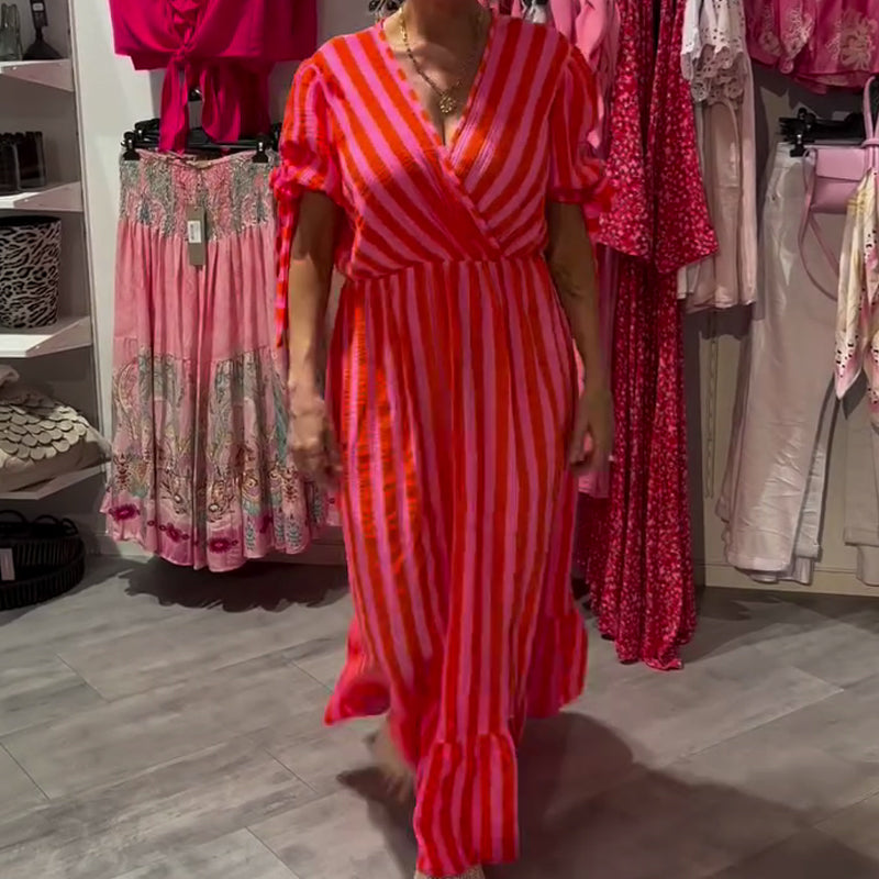 ⏳Time-limited Special⏰Women’s Casual Striped V-Neck Dress