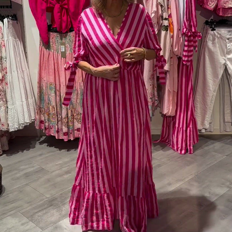 ⏳Time-limited Special⏰Women’s Casual Striped V-Neck Dress