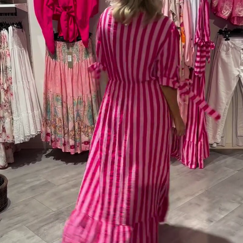 ⏳Time-limited Special⏰Women’s Casual Striped V-Neck Dress