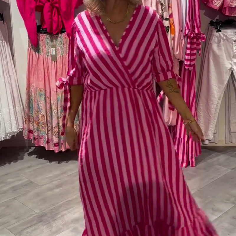 ⏳Time-limited Special⏰Women’s Casual Striped V-Neck Dress