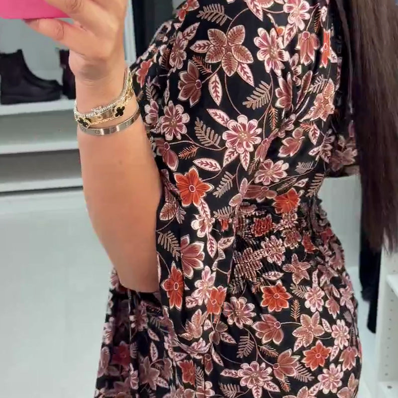 💃Time-limited Special 50%OFF⏰V-neck Printed Maxi Dress with 3/4 Sleeves🍁Let this Autumn be Filled with Your Elegance💗