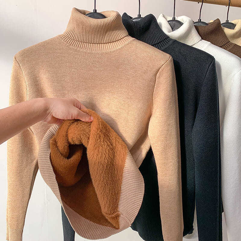 Winter fleece thick knitted bottoming shirt,can be worn by both men and women