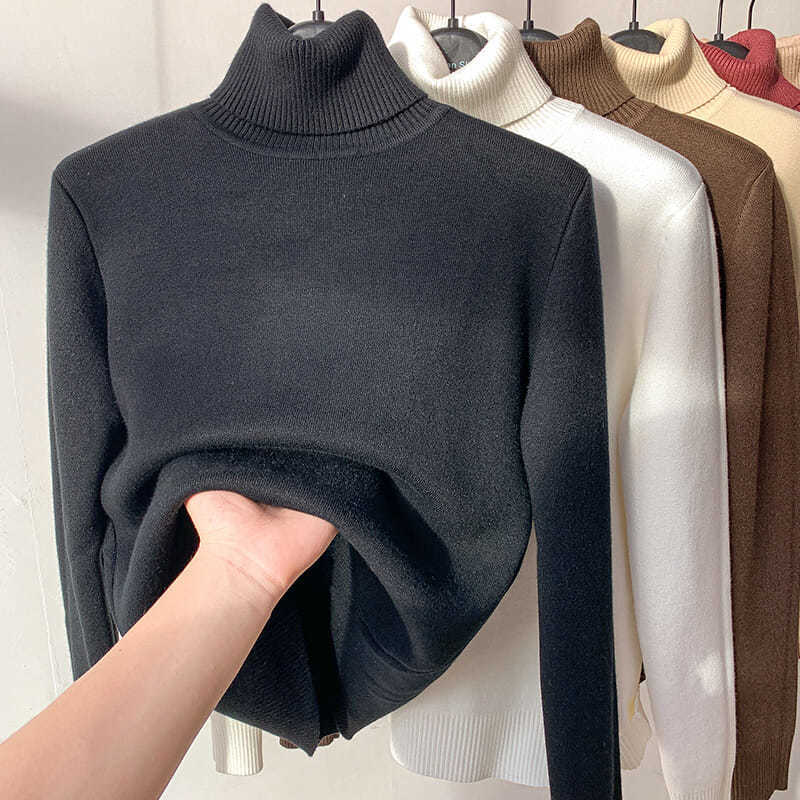 Winter fleece thick knitted bottoming shirt,can be worn by both men and women