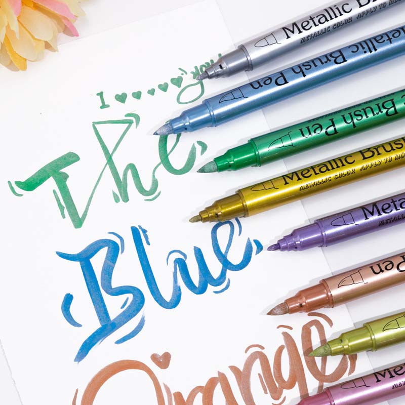 Vibrant Colors Metallic Marker Pens Set