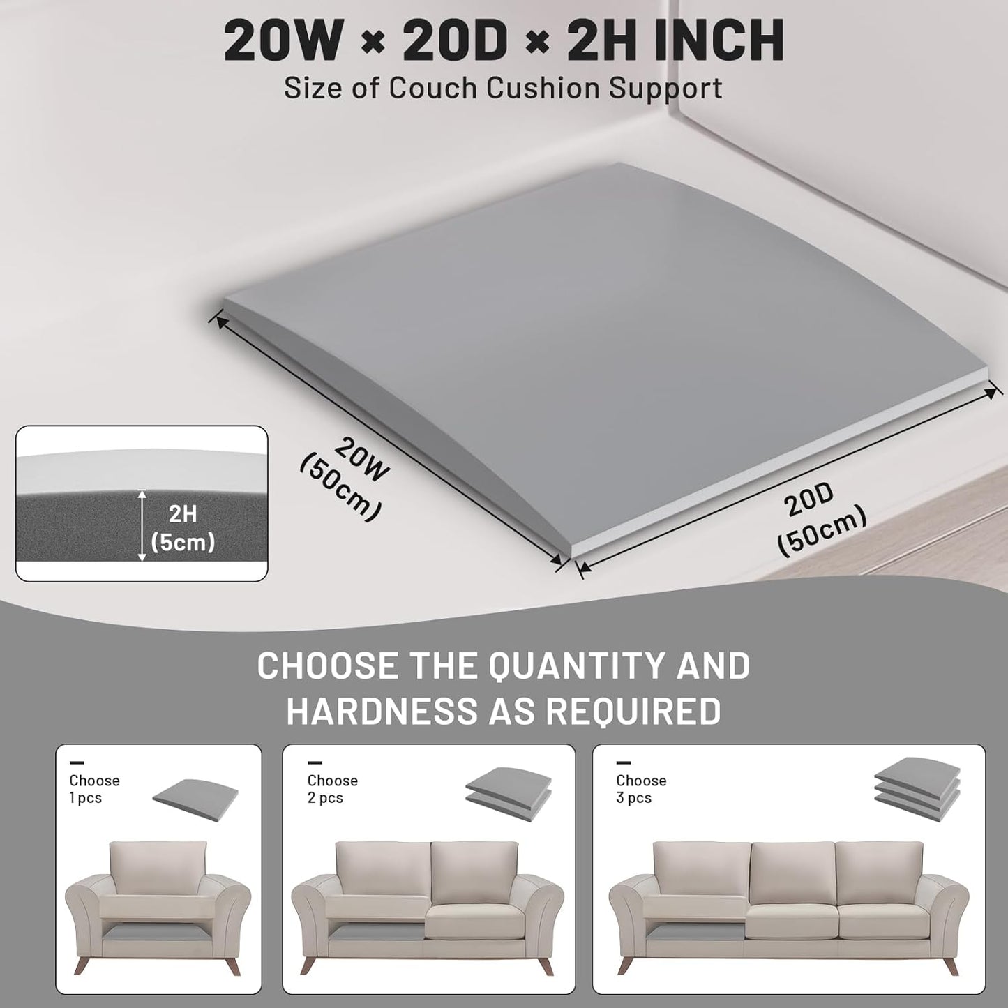 🛋️ BUY 3 GET 1 FREE! ✨ Sofa Cushion Support for Sagging Seats - High-Density Foam Insert with Non-Slip Base for Enhanced Comfort & Posture 🏠💫