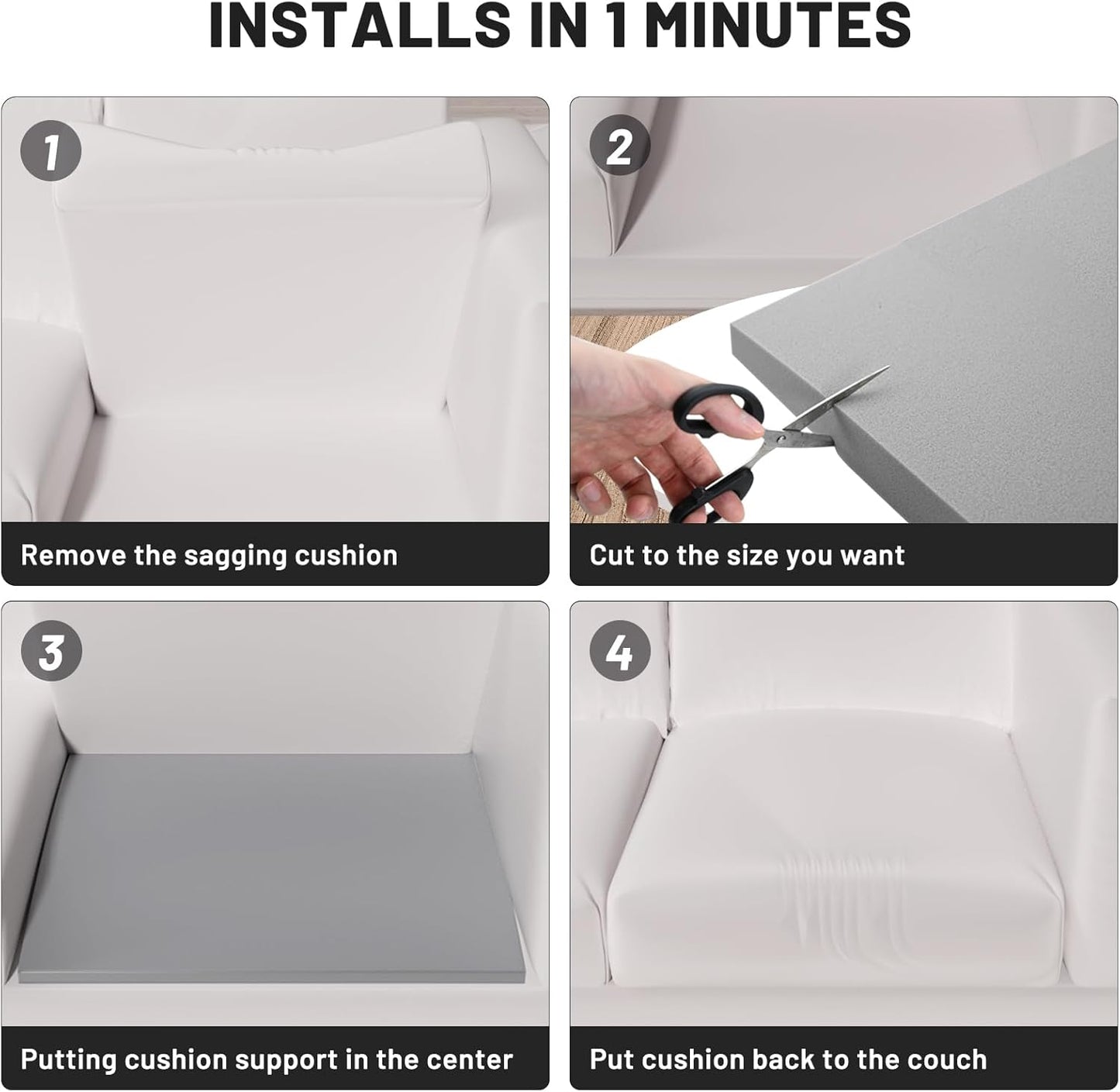 🛋️ BUY 3 GET 1 FREE! ✨ Sofa Cushion Support for Sagging Seats - High-Density Foam Insert with Non-Slip Base for Enhanced Comfort & Posture 🏠💫