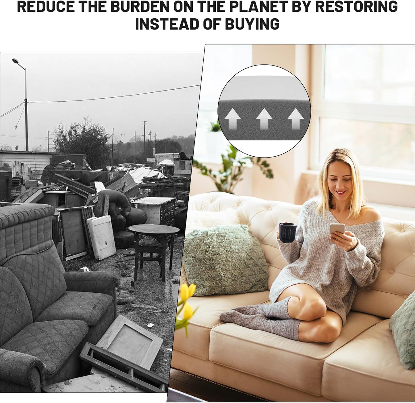 🛋️ BUY 3 GET 1 FREE! ✨ Sofa Cushion Support for Sagging Seats - High-Density Foam Insert with Non-Slip Base for Enhanced Comfort & Posture 🏠💫