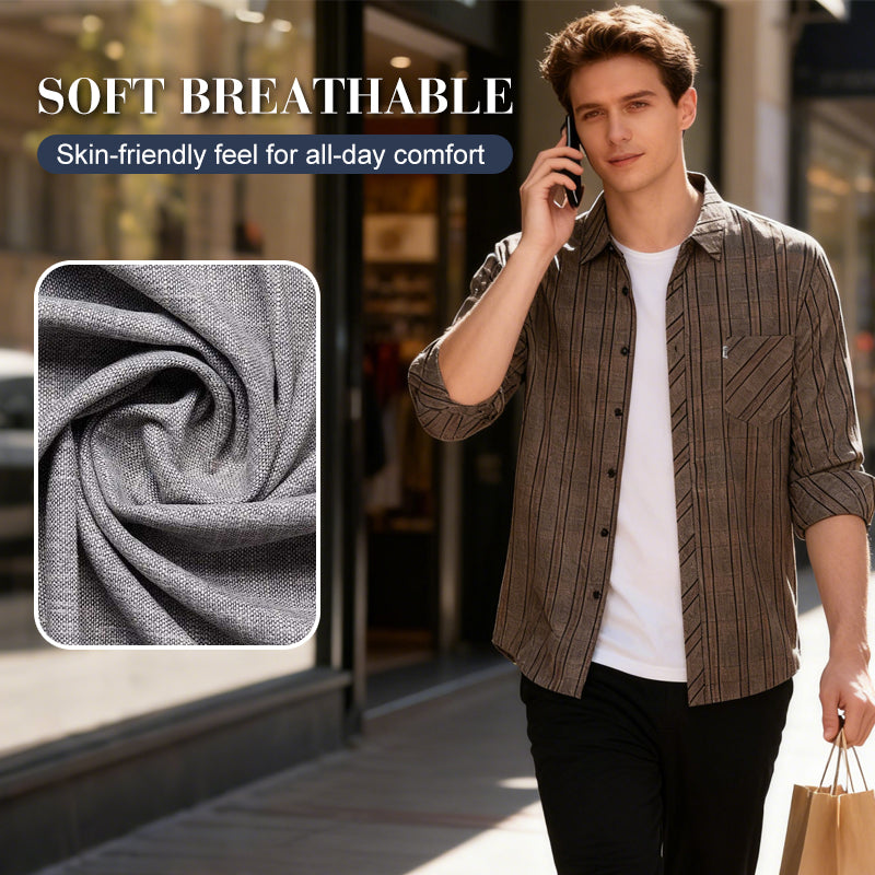 Men's Casual Comfortable Long-Sleeved Plaid Shirt