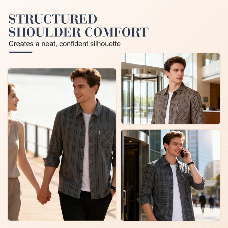Men's Casual Comfortable Long-Sleeved Plaid Shirt