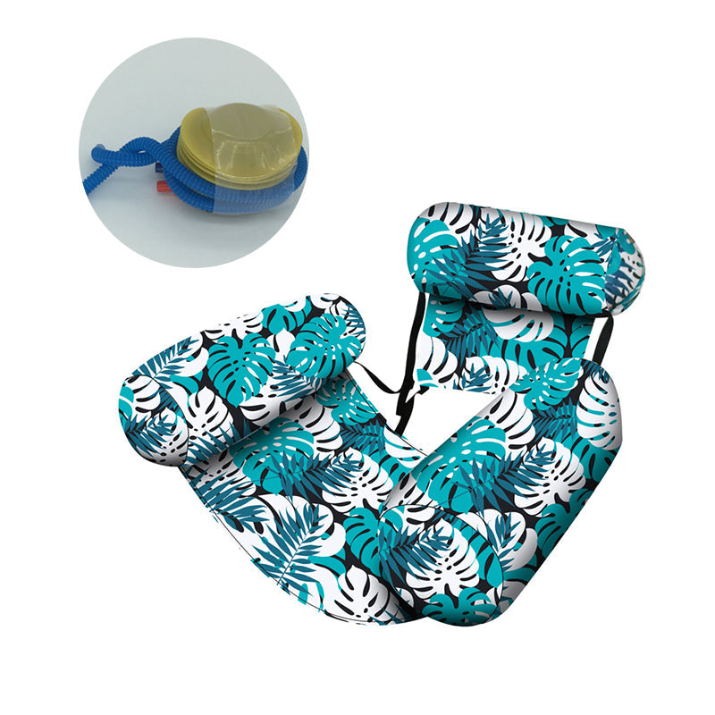 🥳2026 HOT SALE🥳💞30K+ SOLD!🏊♂️Tropical Leaf Inflatable Pool Lounger – Ultralight & Compact with Hand or Foot Pump | Durable PVC, Cup Holder – Perfect for Beach, Pool or Garden (Blue/Green)🏖️😎
