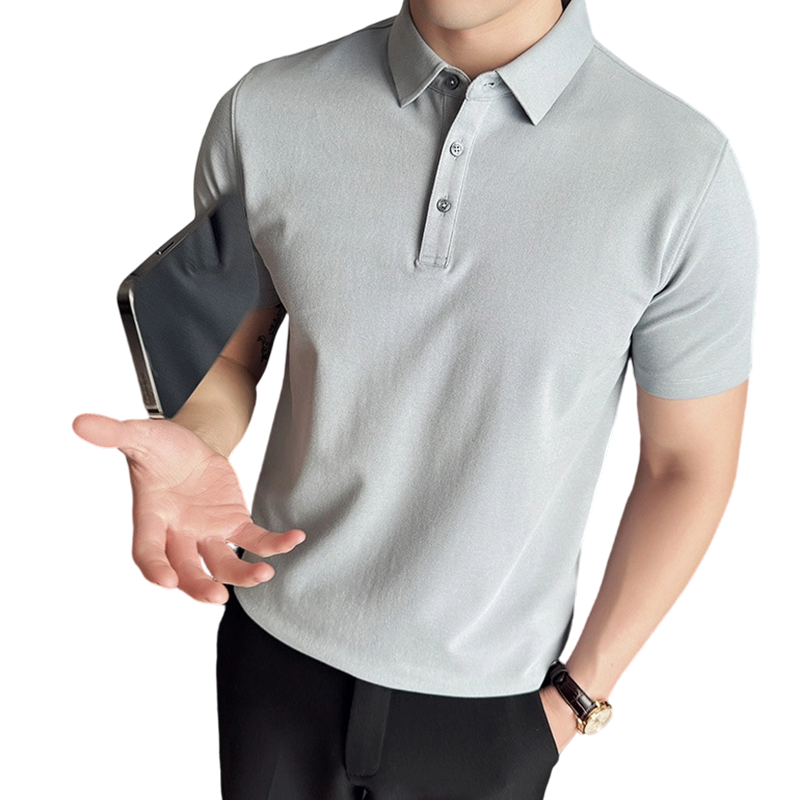 Men’s Cooling Solid Color Business Casual Short-Sleeve Shirt