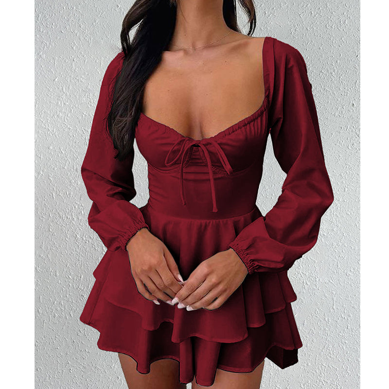 ๐ LIMITED-TIME 50% OFF! ๐ฅ Women's Sweetheart Neckline Skort Dress โ Built-in Shorts, Open Back, Tiered Ruffle โจ