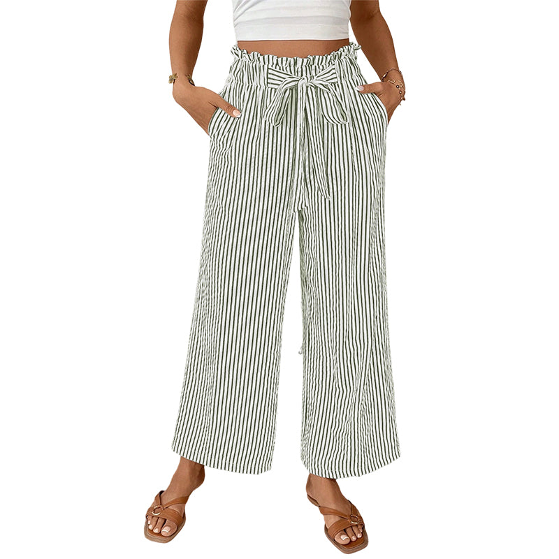 Women’s Striped High-Waisted Wide-Leg Pants
