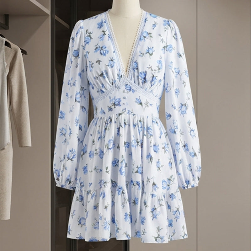 Women's Floral V-Neck Mini Dress