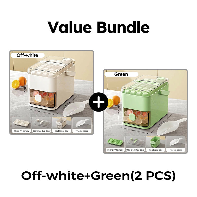 Press-Type Ice Cube Maker with Storage Bin