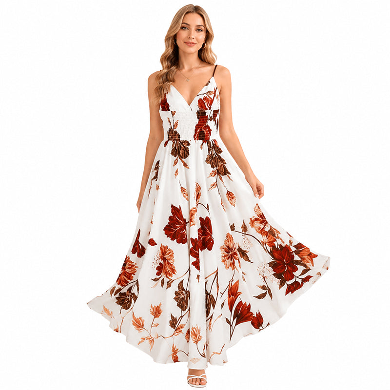 ๐ธ 2026 Sale โ Over 48,000 Sold! ๐ Women's Printed Spaghetti Strap Maxi Dress โ Floral V-Neck Elegance โจ