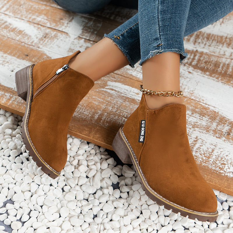 🌸Hot Sale 50% OFF💖Women's Side Zipper Low Heel Ankle Boots