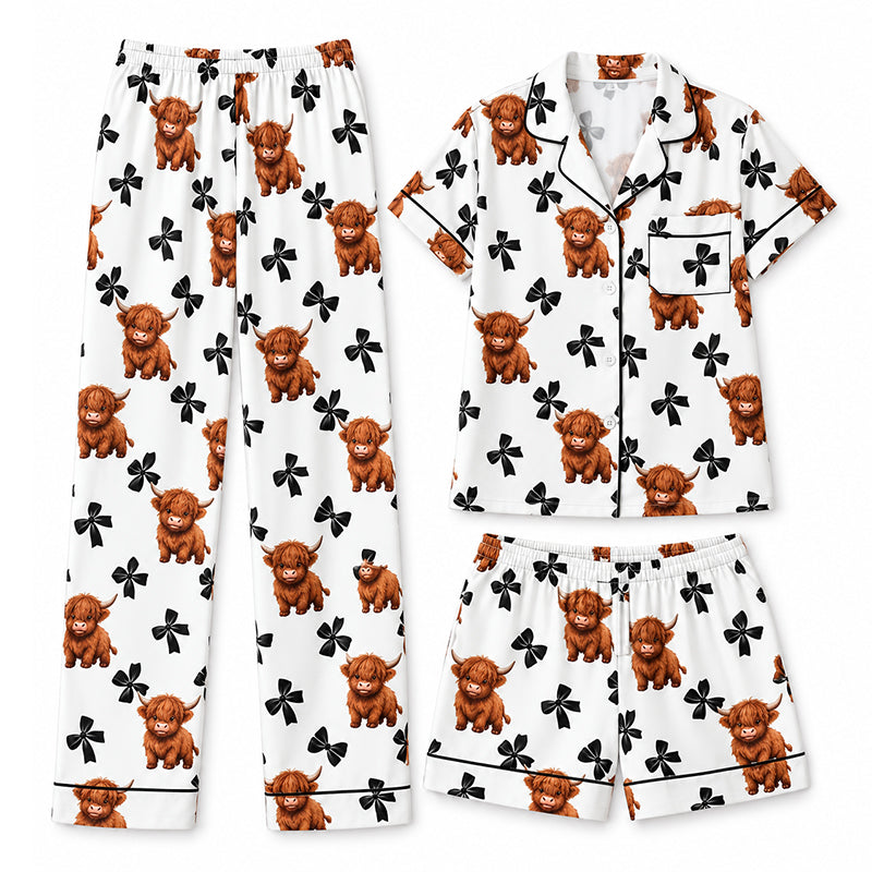 ๐ฎ 50% OFF | Women's 3-Piece Cute Print Pajama Set โ Top, Shorts & Trousers