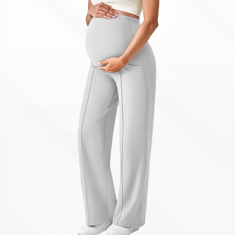 🍂Autumn Hot Sale50% OFF🔥Women's Over Bump Maternity Wide Leg Lounge Pants | High Waist Pregnancy Trousers with Pockets👖