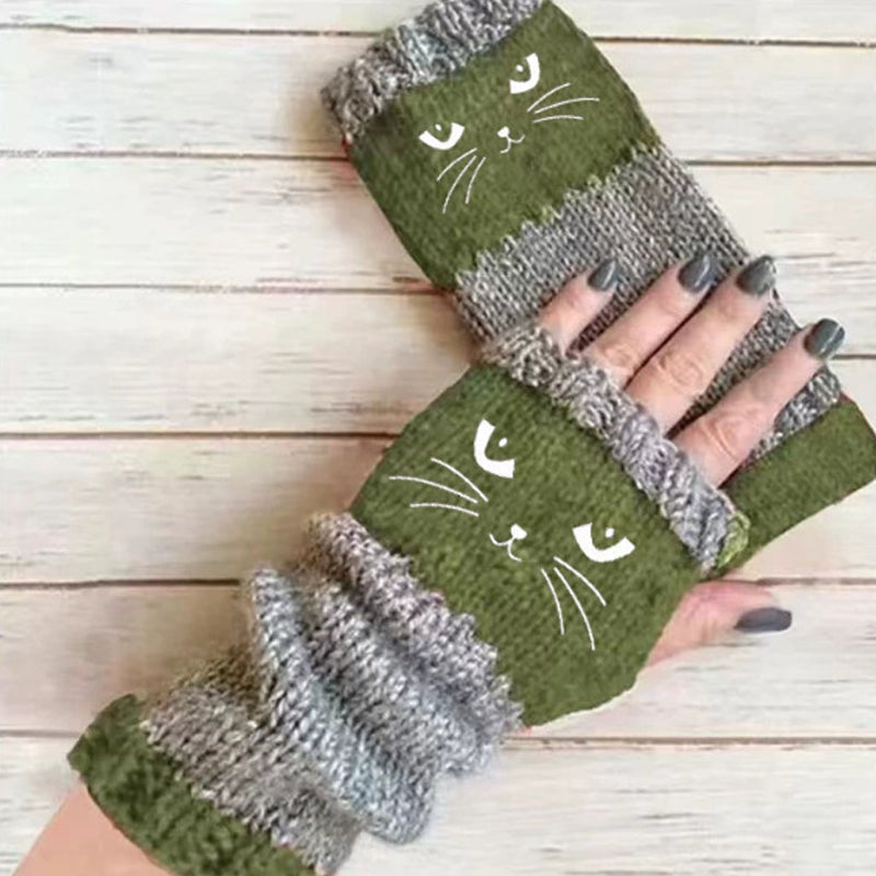 ❄️Black Friday Sale 50% OFF!!🐱Winter Warm Half Finger Knitted Gloves