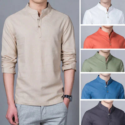 Casual Long Sleeves Cotton Linen Shirt For Men