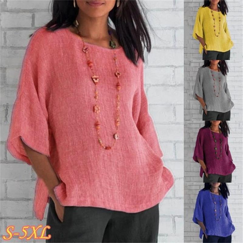 Last Day Promotion 70% off ?Spring 2023 fashion solid color cotton linen top