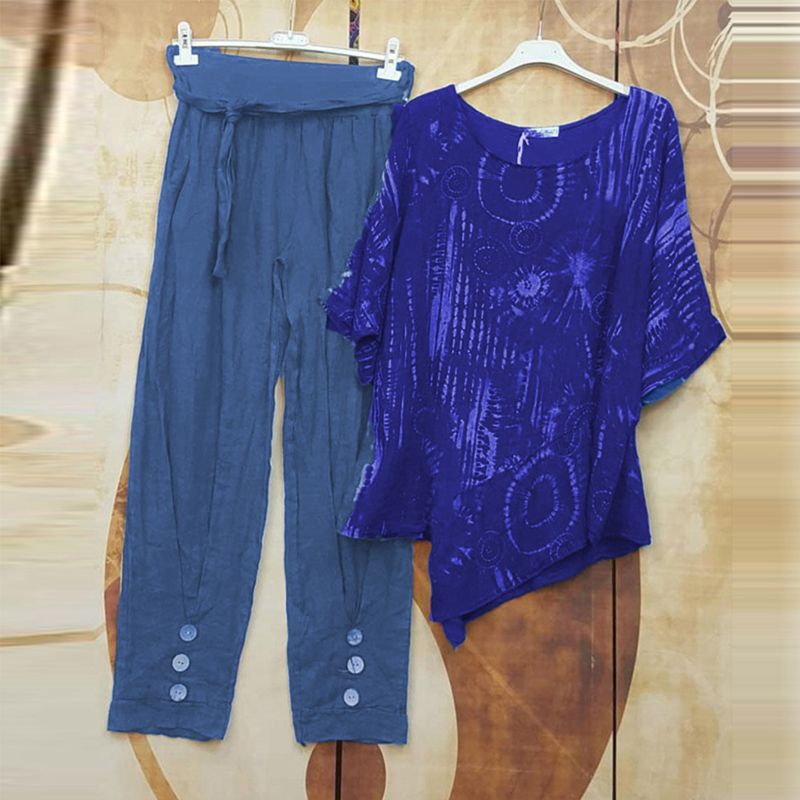 Women's Casual Daily Short-sleeved Top & Pants 2-piece Set