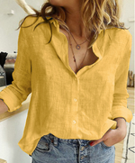 ?2023 New Hot Sale-Ladies Loose Casual Long Sleeve Linen Shirt