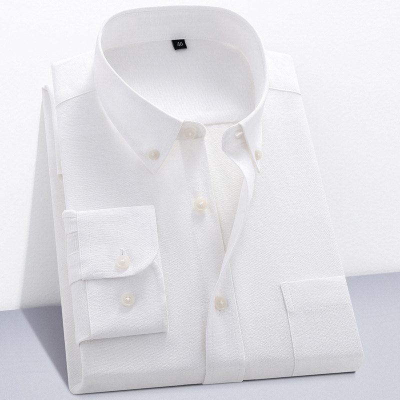 Men's Oxford Textile Pure Color Long Sleeve Shirt