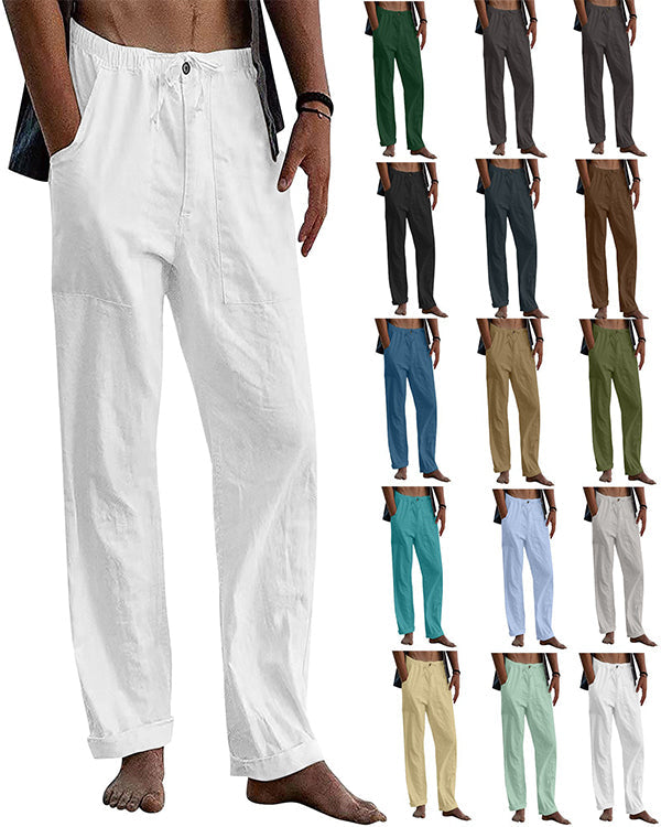 Men\'s linen beach casual loose-fitting pants