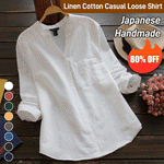 Japanese Style Handmade Linen Cotton Casual Loose Shirt