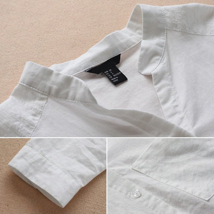 Japanese Style Handmade Linen Cotton Casual Loose Shirt